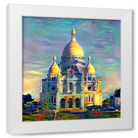 Paris France Basilica of the Sacred Heart Sacre Coeur White Modern Wood Framed Art Print by Gavidia, Pedro