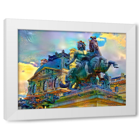 Paris France Louvre Museum Statue of Louis XIV White Modern Wood Framed Art Print by Gavidia, Pedro