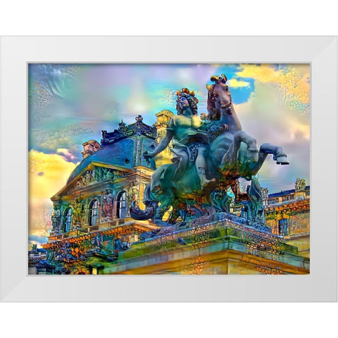 Paris France Louvre Museum Statue of Louis XIV White Modern Wood Framed Art Print by Gavidia, Pedro
