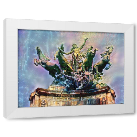 Paris France Quadriga at Grand Palais White Modern Wood Framed Art Print by Gavidia, Pedro