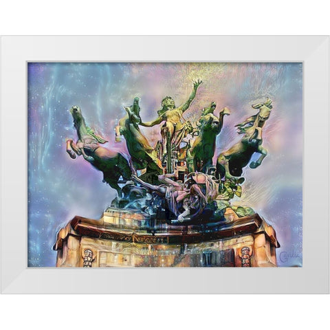 Paris France Quadriga at Grand Palais White Modern Wood Framed Art Print by Gavidia, Pedro