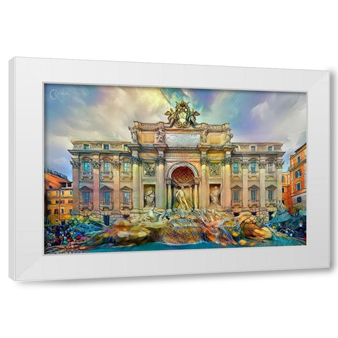 Rome Italy Trevi Fountain White Modern Wood Framed Art Print by Gavidia, Pedro