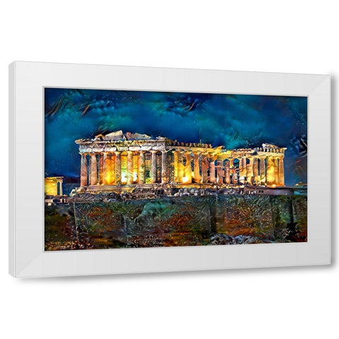 Athens Greece Parthenon White Modern Wood Framed Art Print by Gavidia, Pedro
