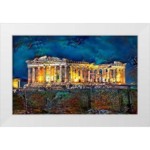 Athens Greece Parthenon White Modern Wood Framed Art Print by Gavidia, Pedro