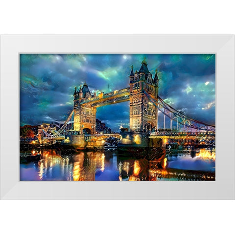 England London Bridge White Modern Wood Framed Art Print by Gavidia, Pedro