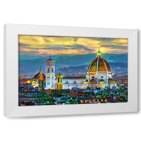 Florence Italy Duomo Sunset White Modern Wood Framed Art Print by Gavidia, Pedro
