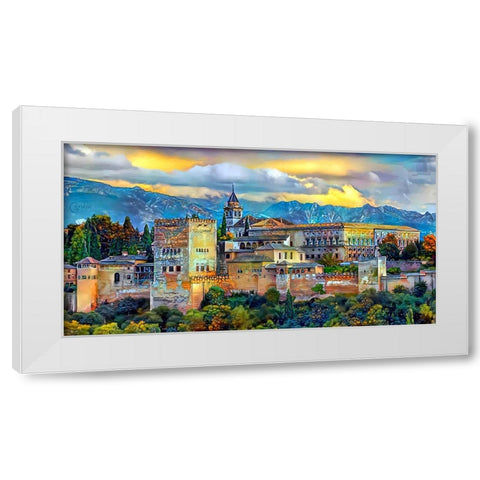 Granada Spain La Alhambra White Modern Wood Framed Art Print by Gavidia, Pedro