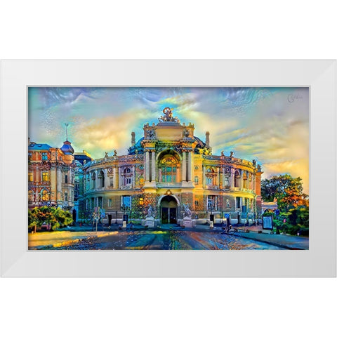 Odessa Ukraine Opera and Ballet Theater White Modern Wood Framed Art Print by Gavidia, Pedro