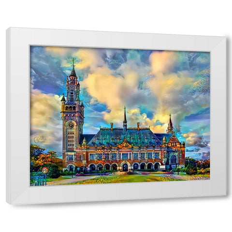 The Hague Netherlands Peace Palace White Modern Wood Framed Art Print by Gavidia, Pedro