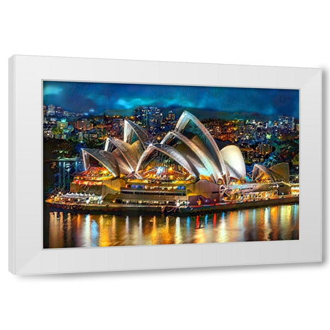 Australia Sydney Opera House White Modern Wood Framed Art Print by Gavidia, Pedro