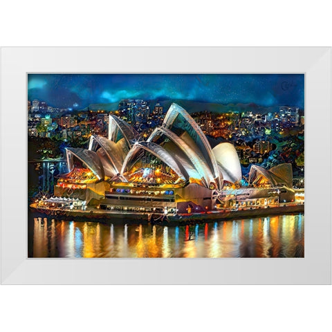 Australia Sydney Opera House White Modern Wood Framed Art Print by Gavidia, Pedro
