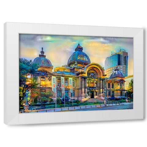 Bucharest Romania CEC Palace White Modern Wood Framed Art Print by Gavidia, Pedro
