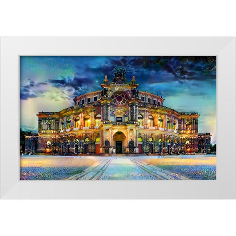 Germany Dresden Semperoper Opera House White Modern Wood Framed Art Print by Gavidia, Pedro