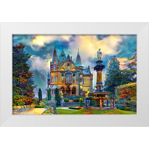 Germany Konigswinter Schloss Drachenburg Castle White Modern Wood Framed Art Print by Gavidia, Pedro