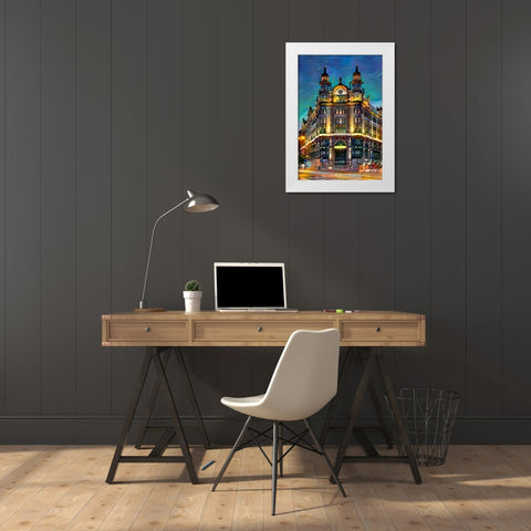 Hungary Budapest Hotel Parisi Udvar White Modern Wood Framed Art Print by Gavidia, Pedro