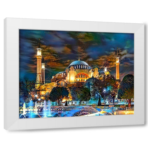 Istanbul Turkey Hagia Sophia Fountain White Modern Wood Framed Art Print by Gavidia, Pedro