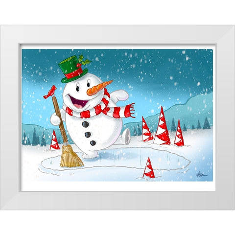 Mr Snowman White Modern Wood Framed Art Print by Randy Noble Fine Art