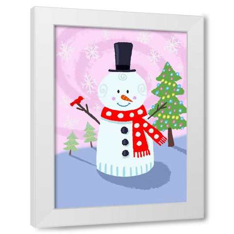 Snowman Swirl White Modern Wood Framed Art Print by Randy Noble Fine Art