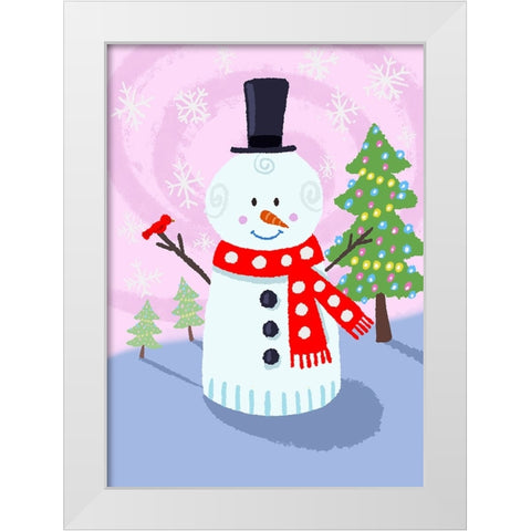 Snowman Swirl White Modern Wood Framed Art Print by Randy Noble Fine Art