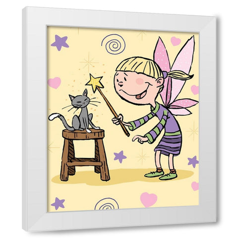 Magic Cat White Modern Wood Framed Art Print by Randy Noble Fine Art