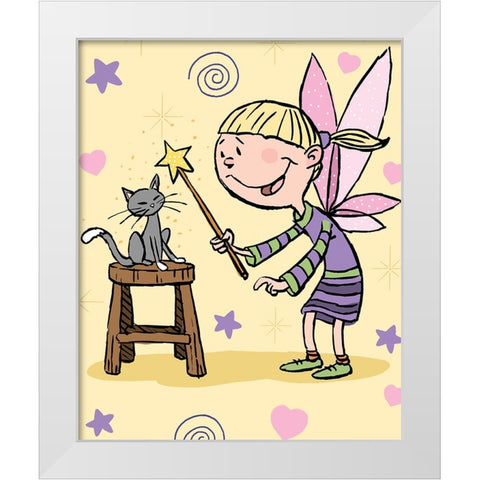 Magic Cat White Modern Wood Framed Art Print by Randy Noble Fine Art