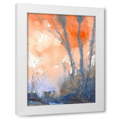 Red Dawn White Modern Wood Framed Art Print by Randy Noble Fine Art