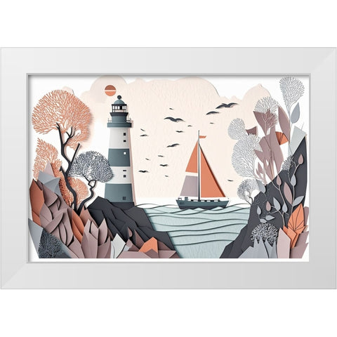 Mid Century Coastal Scenes 5 White Modern Wood Framed Art Print by Heere, Ray
