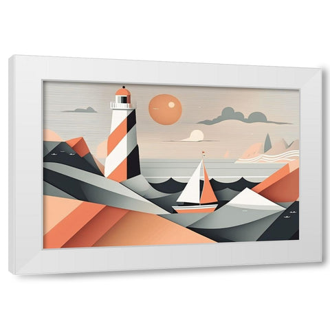 Mid Century Coastal Scenes 12 White Modern Wood Framed Art Print by Heere, Ray
