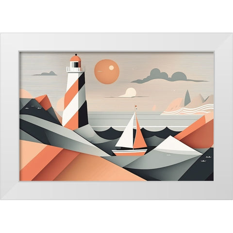 Mid Century Coastal Scenes 12 White Modern Wood Framed Art Print by Heere, Ray