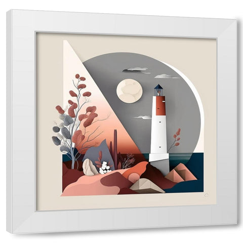 Mid Century Coastal Scenes 15 White Modern Wood Framed Art Print by Heere, Ray