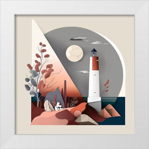 Mid Century Coastal Scenes 15 White Modern Wood Framed Art Print by Heere, Ray