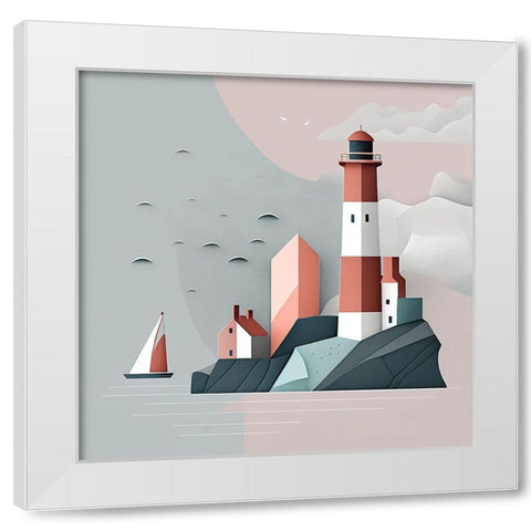 Mid Century Coastal Scenes 18 White Modern Wood Framed Art Print by Heere, Ray