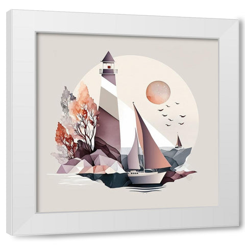 Mid Century Coastal Scenes 24 White Modern Wood Framed Art Print by Heere, Ray