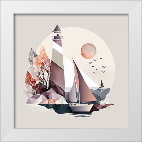 Mid Century Coastal Scenes 24 White Modern Wood Framed Art Print by Heere, Ray