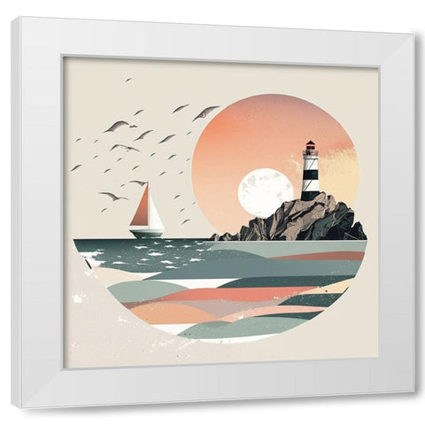 Mid Century Coastal Scenes 26 White Modern Wood Framed Art Print by Heere, Ray