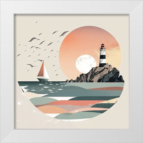 Mid Century Coastal Scenes 26 White Modern Wood Framed Art Print by Heere, Ray