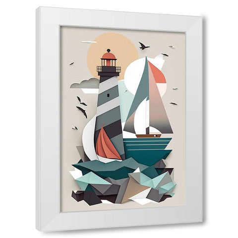 Mid Century Coastal Scenes 29 White Modern Wood Framed Art Print by Heere, Ray