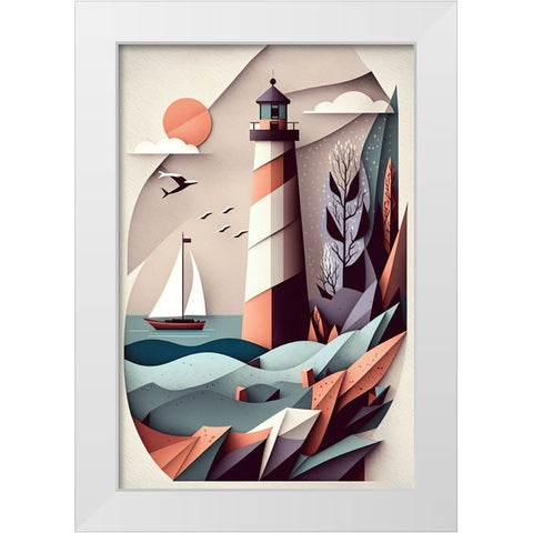 Mid Century Coastal Scenes 31 White Modern Wood Framed Art Print by Heere, Ray