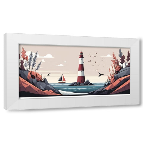 Mid Century Coastal Scenes 41 White Modern Wood Framed Art Print by Heere, Ray