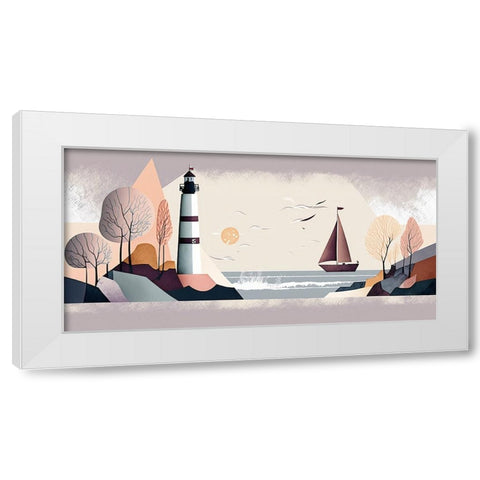 Mid Century Coastal Scenes 45 White Modern Wood Framed Art Print by Heere, Ray