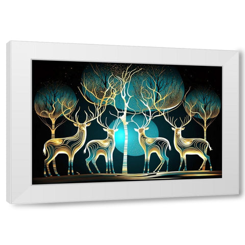 Mid Century Deer 1 White Modern Wood Framed Art Print by Heere, Ray
