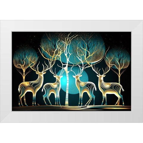 Mid Century Deer 1 White Modern Wood Framed Art Print by Heere, Ray