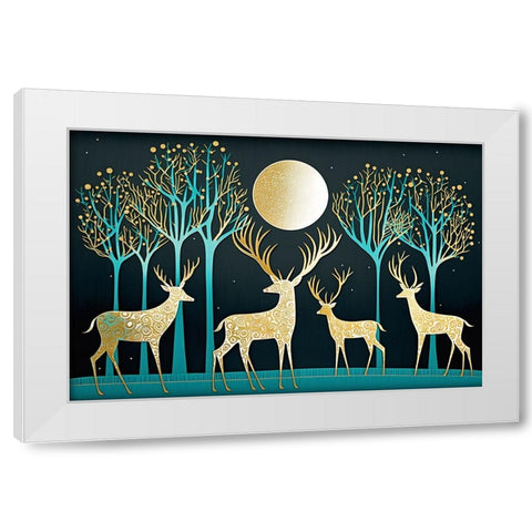 Mid Century Deer 2 White Modern Wood Framed Art Print by Heere, Ray