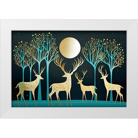 Mid Century Deer 2 White Modern Wood Framed Art Print by Heere, Ray
