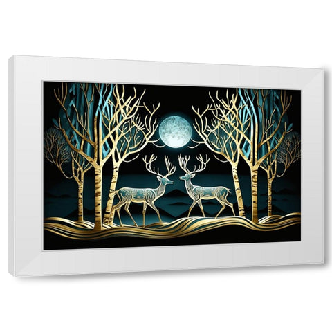 Mid Century Deer 3 White Modern Wood Framed Art Print by Heere, Ray