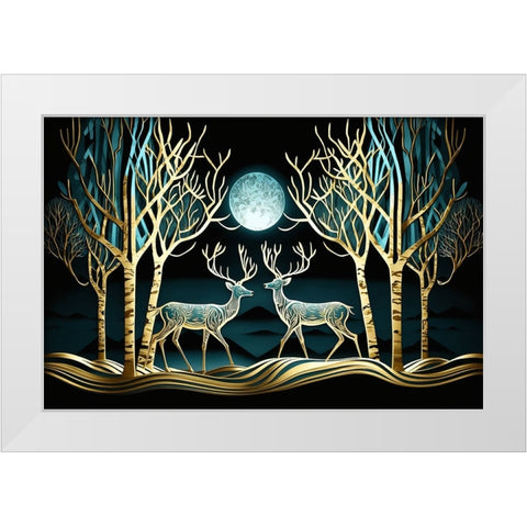 Mid Century Deer 3 White Modern Wood Framed Art Print by Heere, Ray
