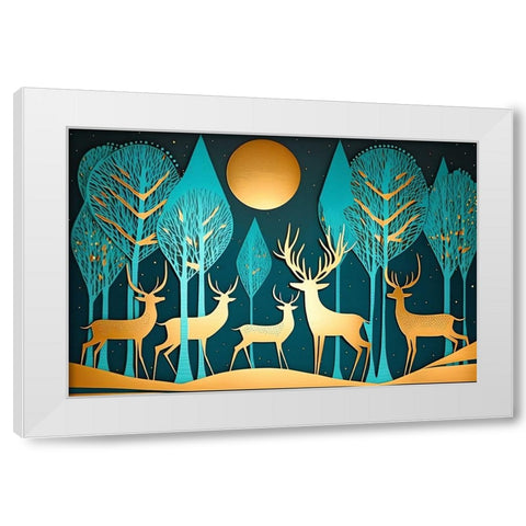 Mid Century Deer 4 White Modern Wood Framed Art Print by Heere, Ray