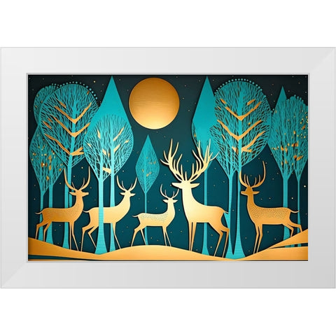 Mid Century Deer 4 White Modern Wood Framed Art Print by Heere, Ray