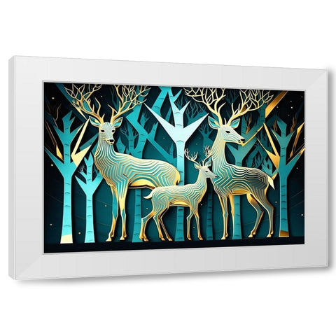 Mid Century Deer 9 White Modern Wood Framed Art Print by Heere, Ray