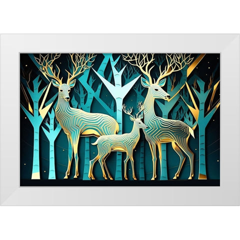 Mid Century Deer 9 White Modern Wood Framed Art Print by Heere, Ray